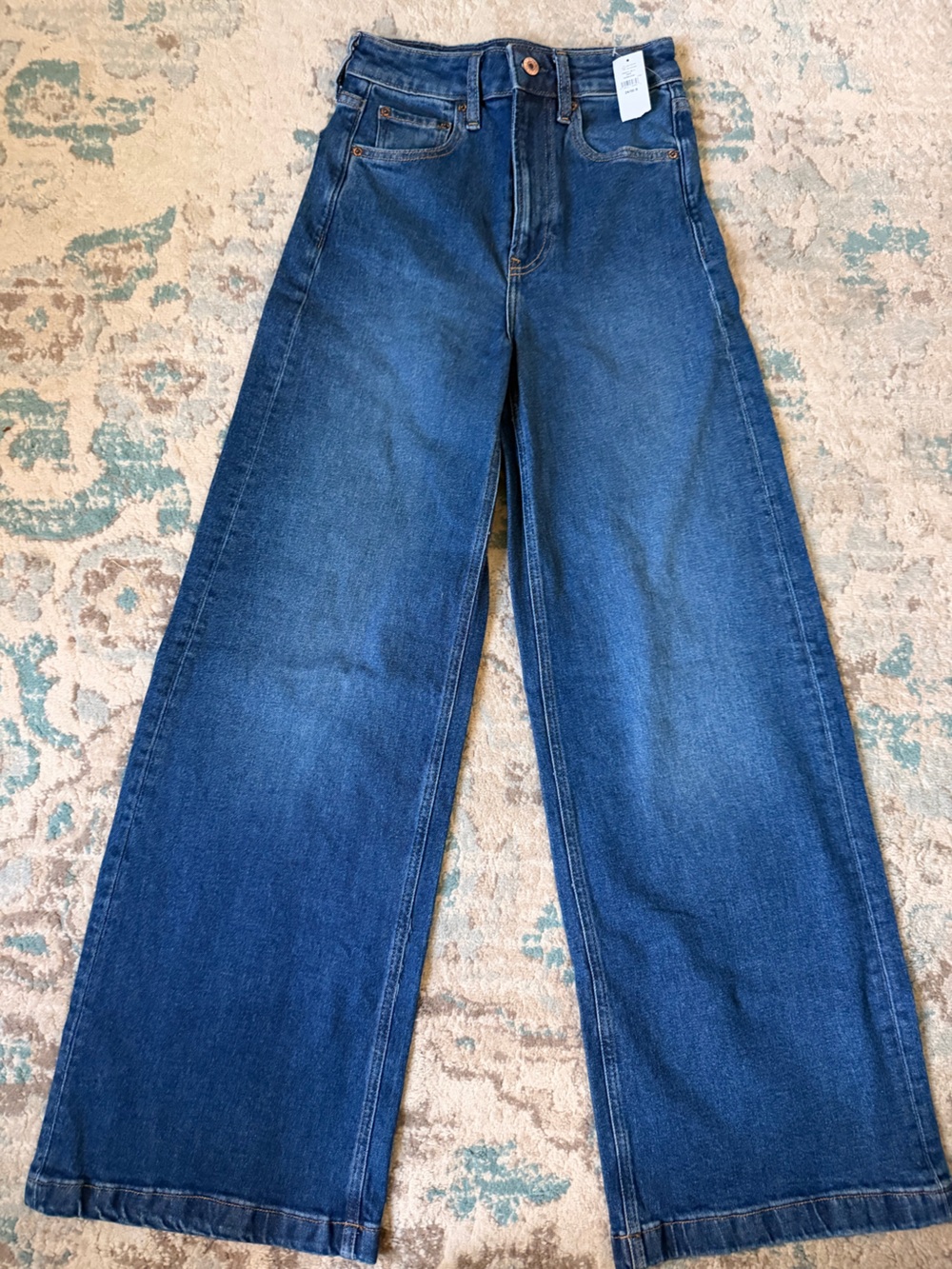NWT GAP Wide Leg Jeans 24 00R Dark Wash Denim